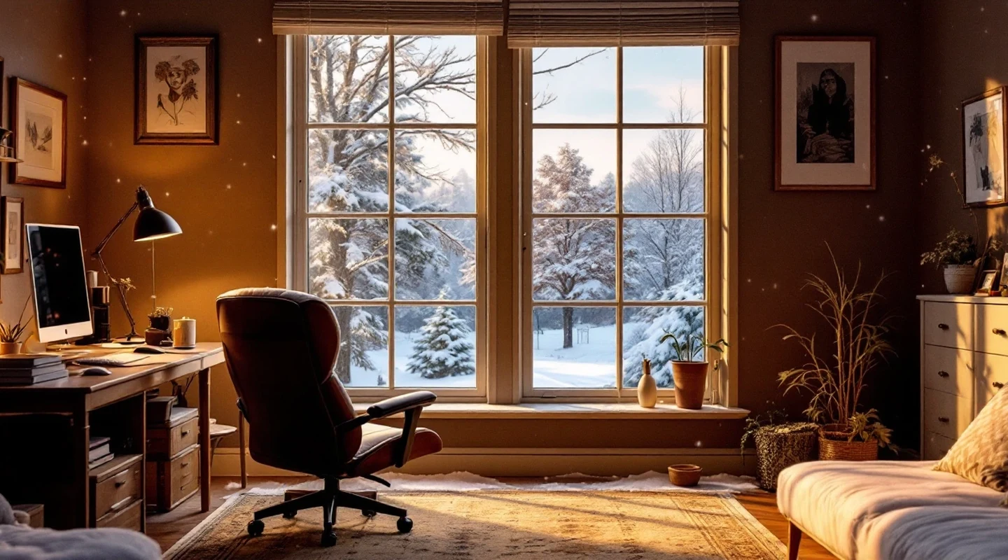 A residential room in natural window light